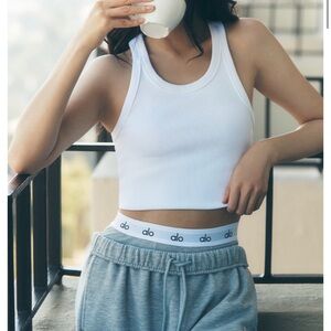 ALO Goddess Ribbed Go-To Tank - White